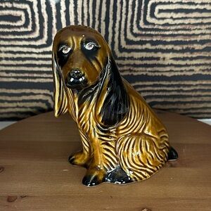 Ceramic Dog Figurine - Black and Brown